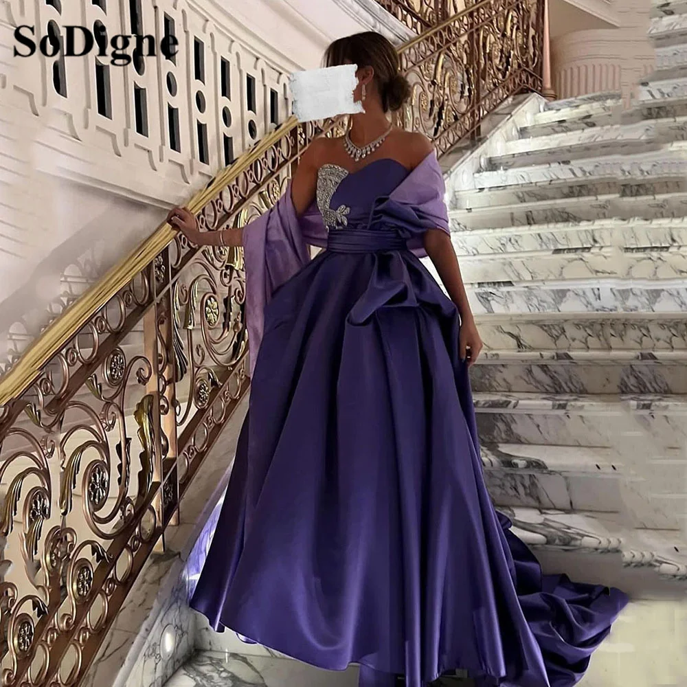 

SoDigne Lavender Evening Dresses 2024 Off The Shoulder A Line Saudi Arabia Formal Gowns Sequins Party Gowns vestidos de fiesta