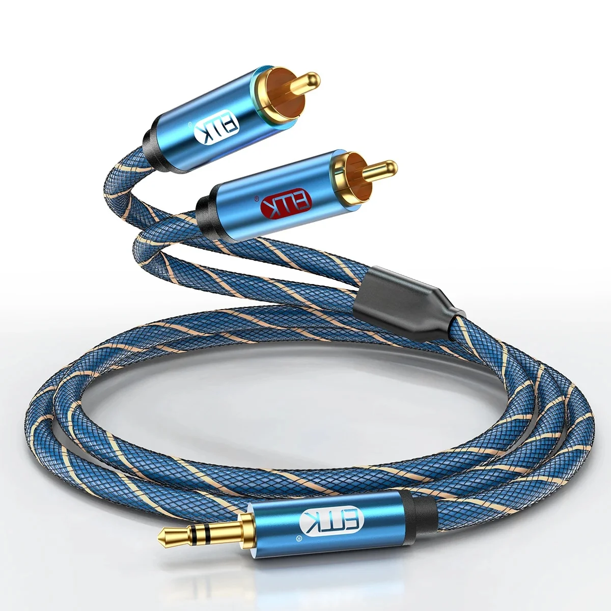 Kabel EMK kabel RCA 2RCA do 3.5mm Audio przewód AUX RCA do 3.5mm Jack RCA do wzmacniacza, subwoofera, mikser Audio, soundbaru, DVD — zdjęcie produktu 7