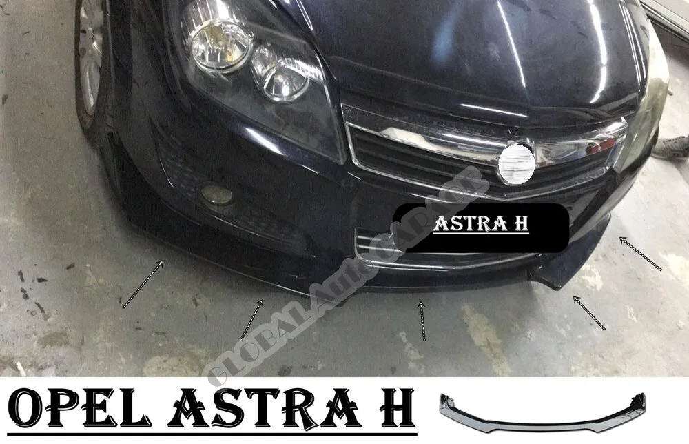 For Opel Astra H Front Bumper Attachment Lip 2004-2010 Piano Glossy Black Splitter Diffuser Universal Spoiler Bumper Mud Flaps