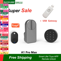 RAYKUBE A1 Pro Max Tuya BEL Smart Door Lock Set with Fobs/ Keypad/ Smart Key Tuya Remote Unlock Work with Alexa Google Assistant