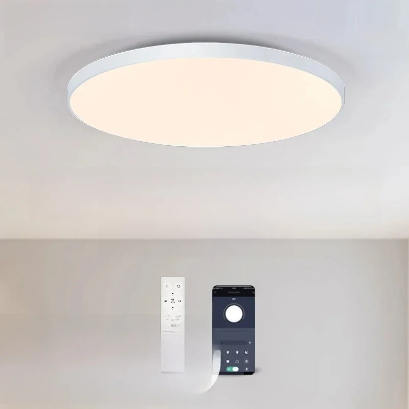MARPOU LED-Deckenleuchte, 80 W, 50 W, moderne dimmbare intelligente Lampe mit Fernbedienung, Deckenleuchte für Wohnzimmer, Badezimmer, Küche