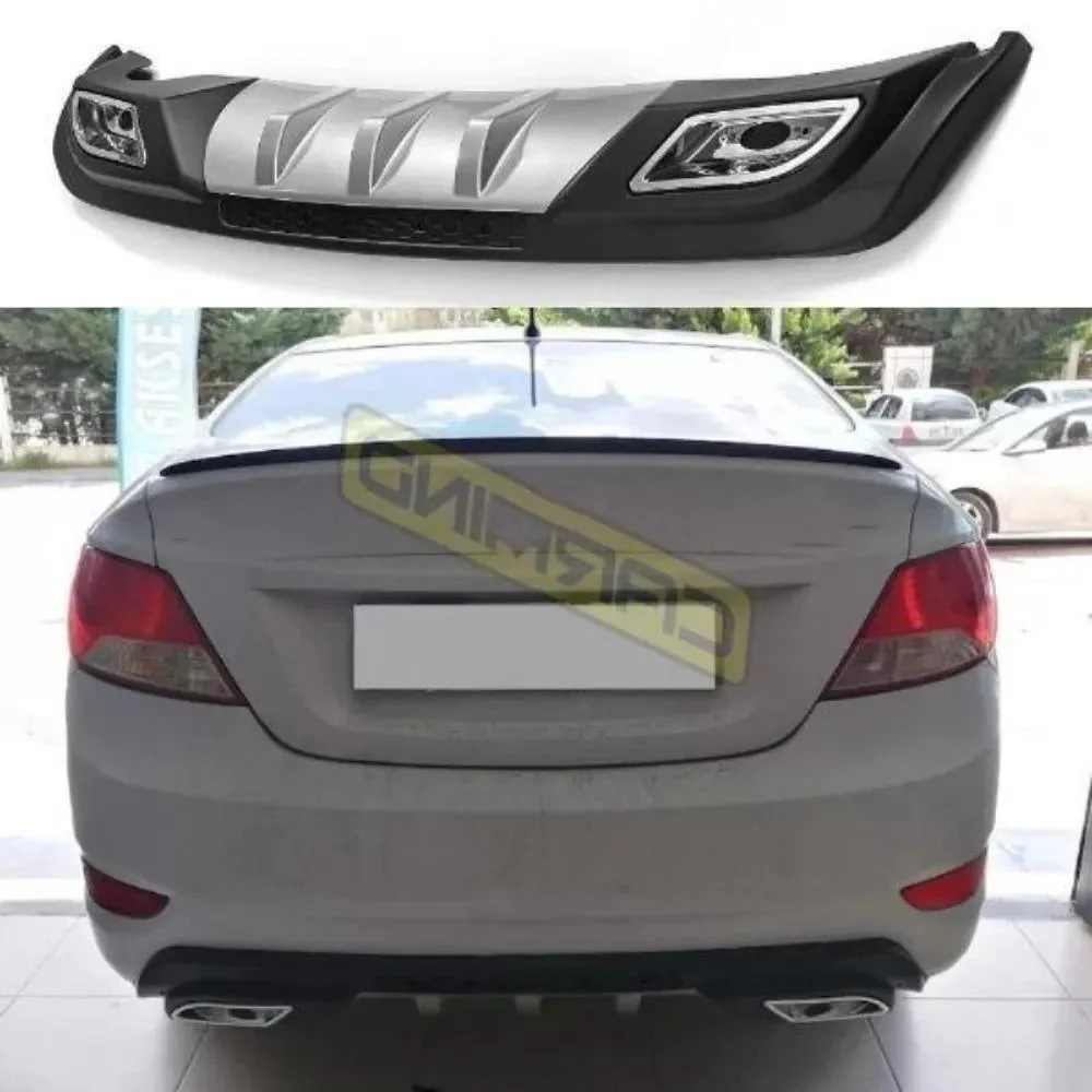 Black ABS Plastic Car-styling Spoiler Deflector BodyKit Splitter Lip Professional Hyundai Accent Car Rear Bumper Diffuser