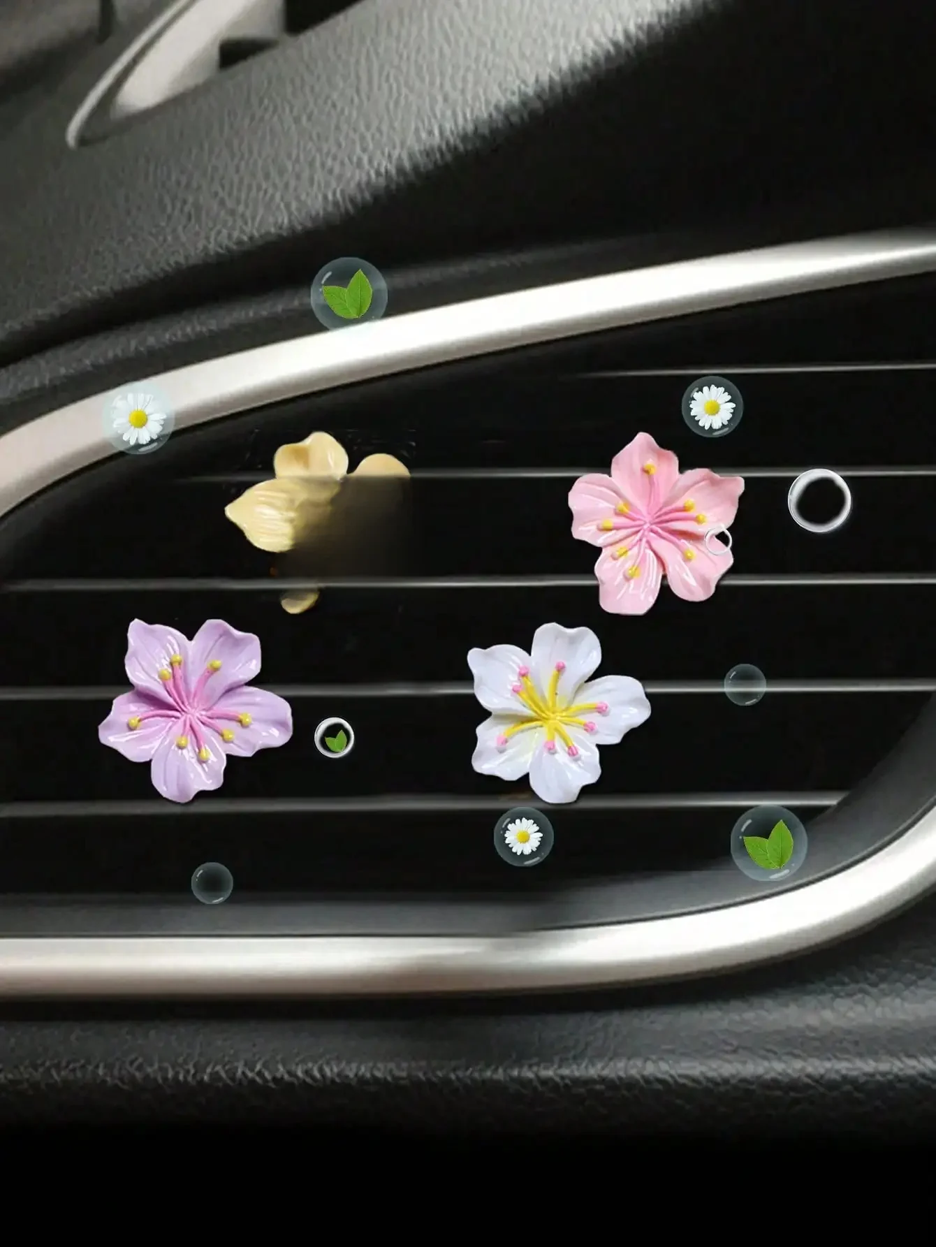 Désodorisant de voiture avec document frais, fleur de pêche brillante, aucune fleur, ensemble de 2 pièces