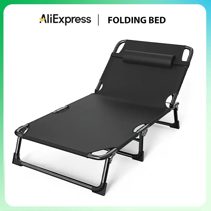 Folding Bed Outdoor Travel Portable Camping Bed Household Single Person Lunch Break Bed Multifunctional Reclining Chair