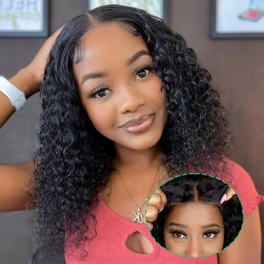 

Wear And Go Glueless Bob Wigs Human Hair 180 Density Pre Cut Lace Front Water Wave 4x4 HD Closure Wig Human Hair For Black Woman