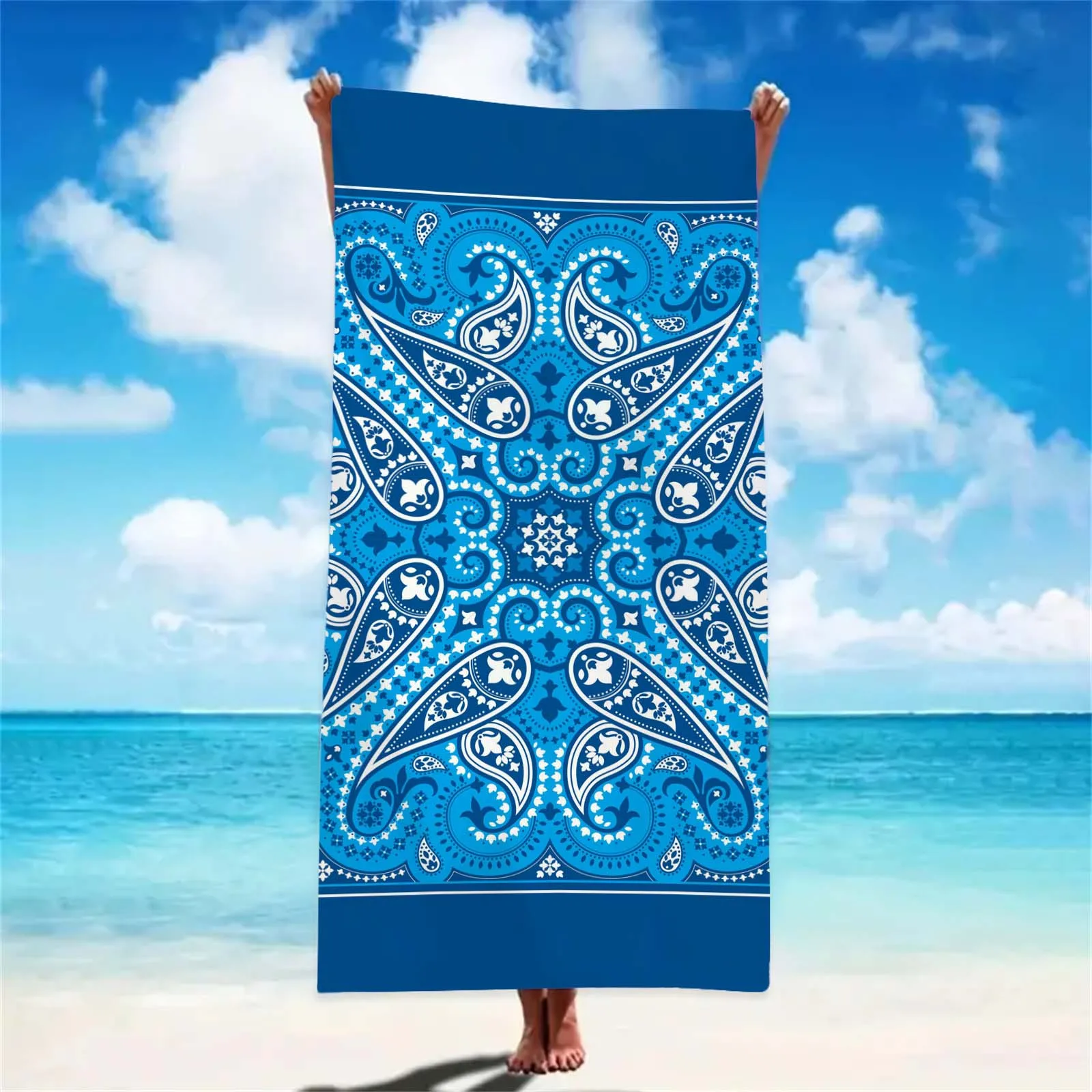 

Paisley Bandanna Beach Towels Custom Name Beach Towel 3d Printed Microfiber Beach Towel Water Absorbing Personalized Bath Towel