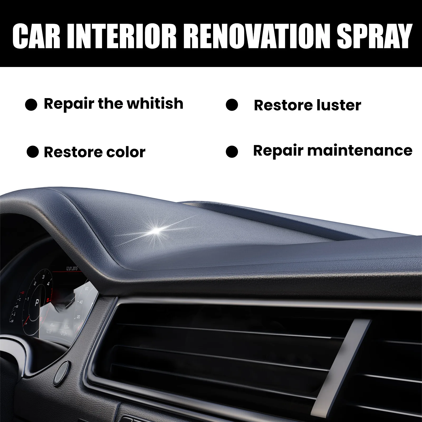 Homonth 100ml Car Interior Renovation Spray Coating Auto Leather Rubber Shine Exterior Repair Clean Refresh Car Polish Agent