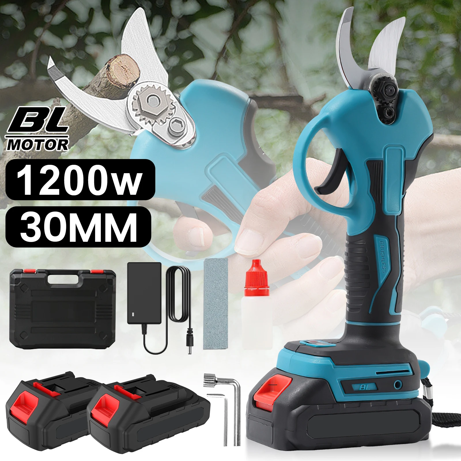 Sécateur électrique sans fil 1200W, outil de jardinage, sécateur électrique portable sans fil, compatible avec les batteries Makita