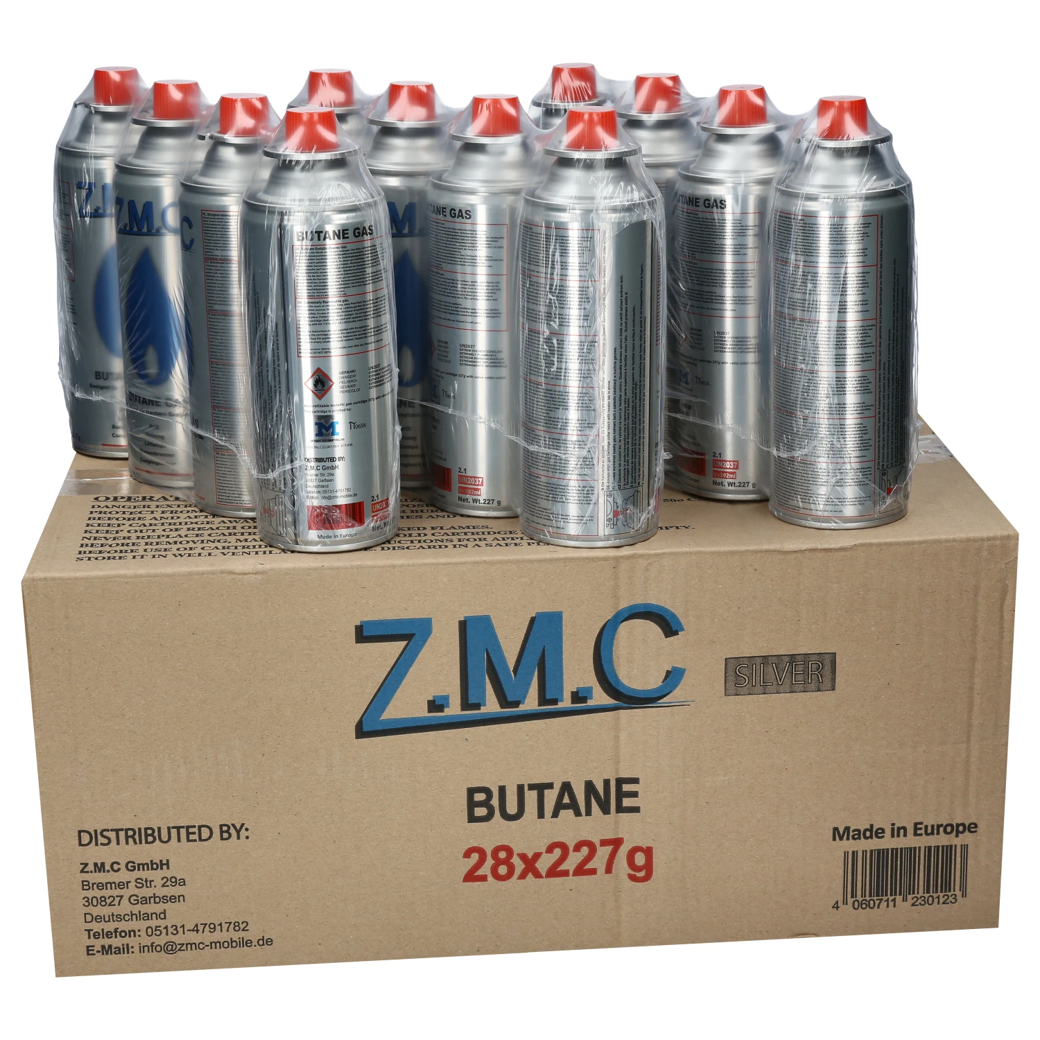 ZMC 28x Butan Gaskartuschen 227g MSF-1a mit Bajonettverschluss Universal Gaskartusche für Campingkocher Gasheizung Gasbrenner Lötbrenner Unkrautbrenner Kartuschen Gas Camping Outdoor Kochen Heizen