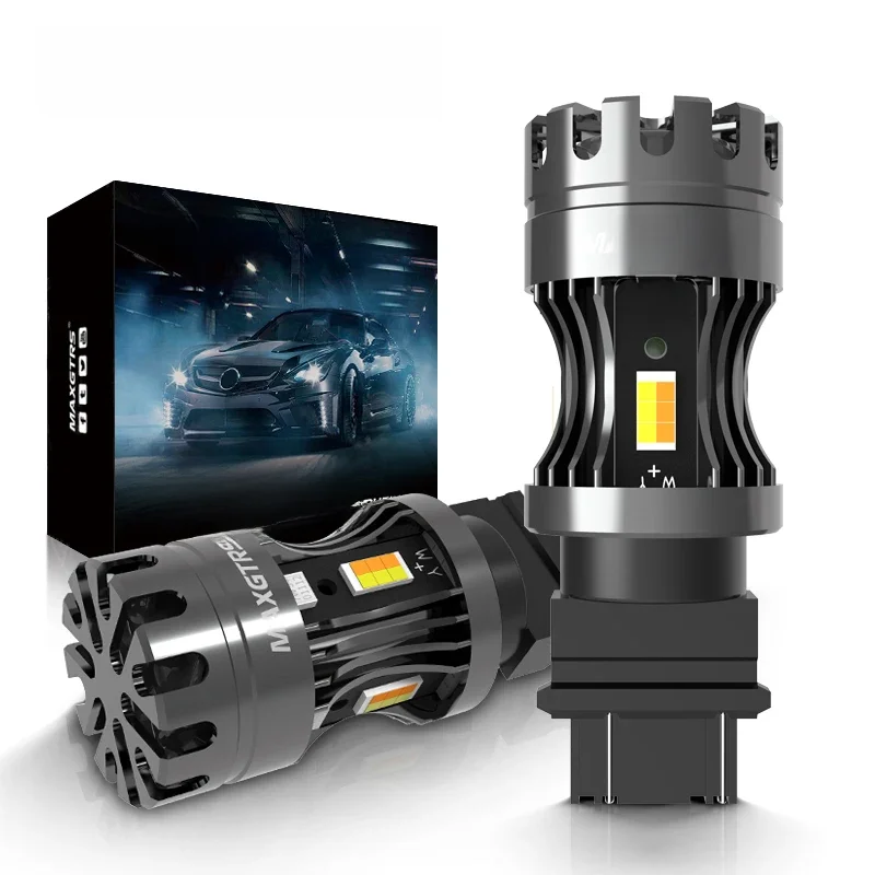 2x T25 3157 P27/7W 1157 7443 W21/5W LED podwójny kolor Canbus wentylator DRL światła parkingowe lampka kierunkowskazu żółty biały switlback — zdjęcie 2