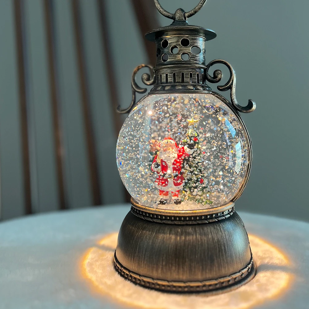 Christmas Music Box Vintage Lantern LED Music Box Muse Light Interior prop accessories Carol