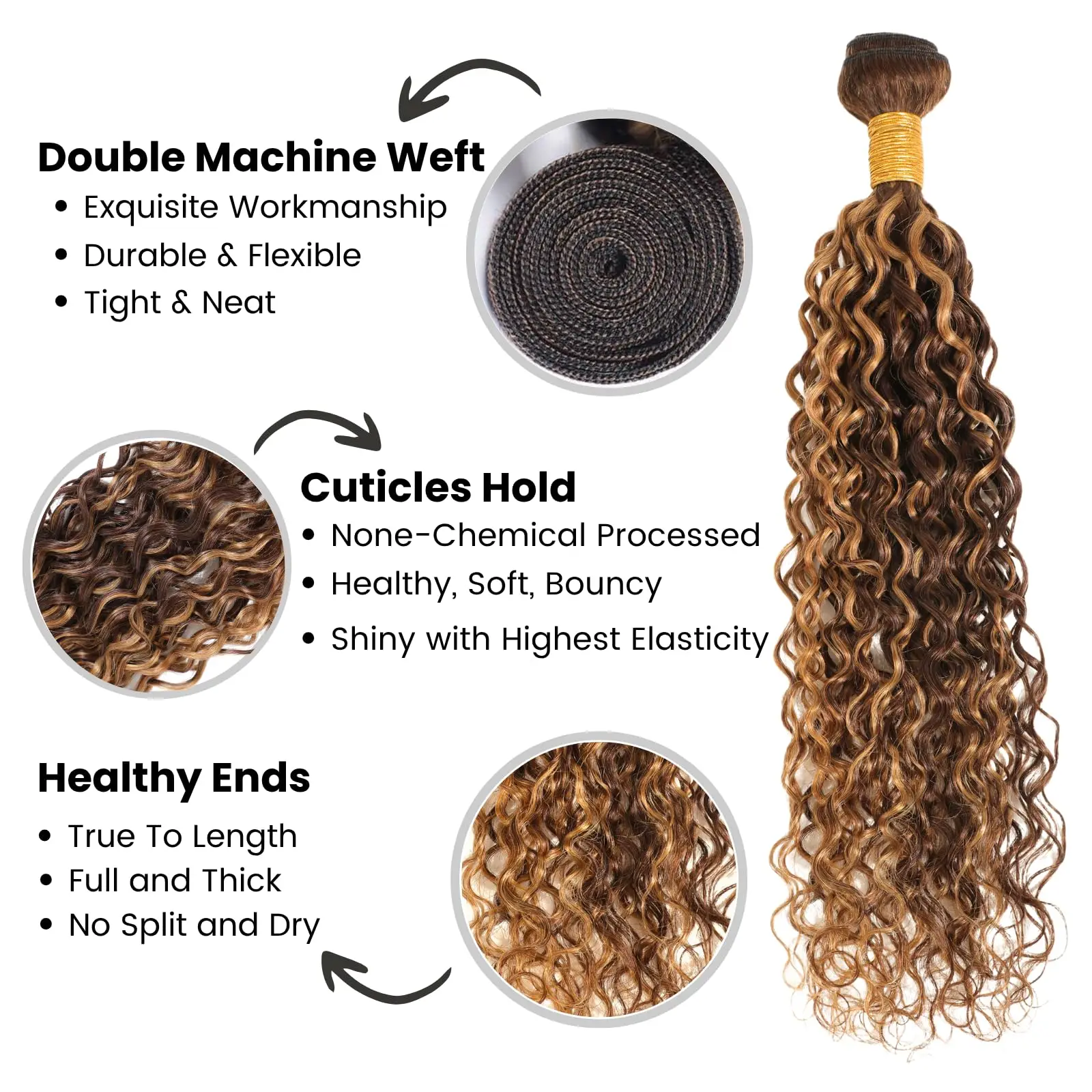 العسل شقراء تسليط الضوء على موجة عميقة 1 3 حزم 100% حزم الشعر البشري غير المجهزة البرازيلي عذراء نسج شعر مستعار بشري