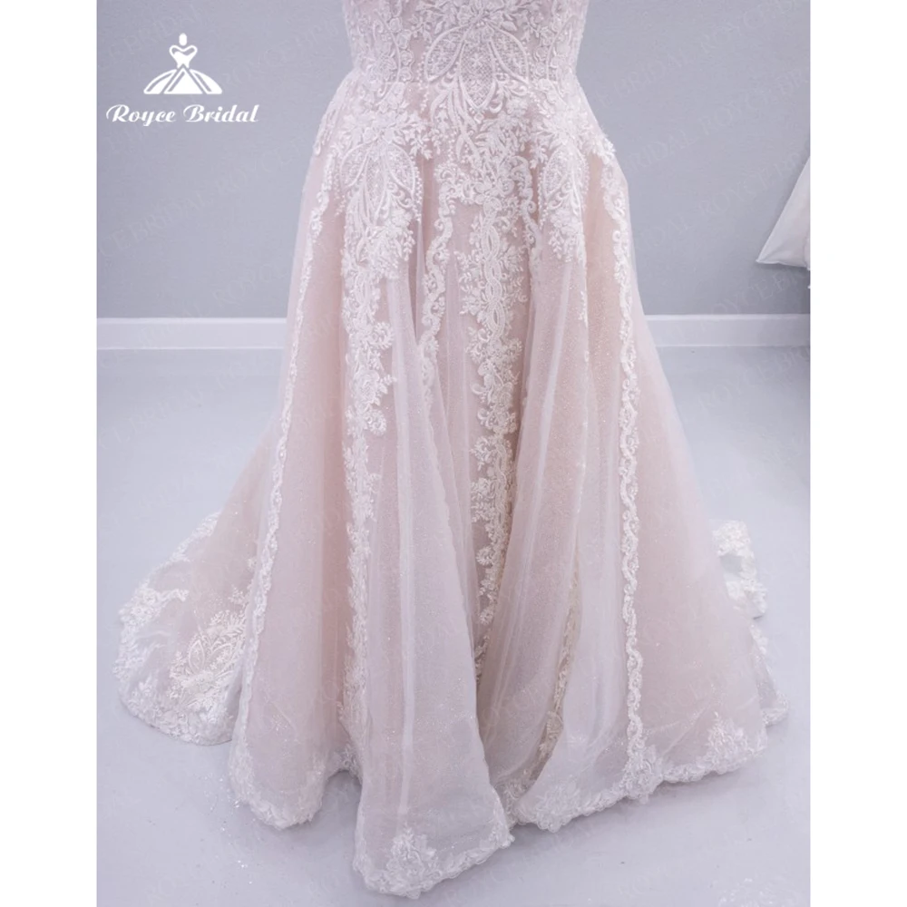 สีชมพู Charming Sweetheart งานแต่งงาน Dressa สายแขนกุด Appliques ลูกไม้ยาว Vestido De Noiva 2023 Court Train ชุดเจ้าสาว