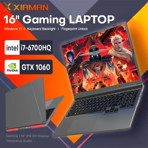 Xiaman 16" Gaming Laptop intel Core i7-6700HQ GTX 1060 IPS 1920*1200 Notebook PC 16GB DDR4 1TB SSD Windows 11 Laptop Computer