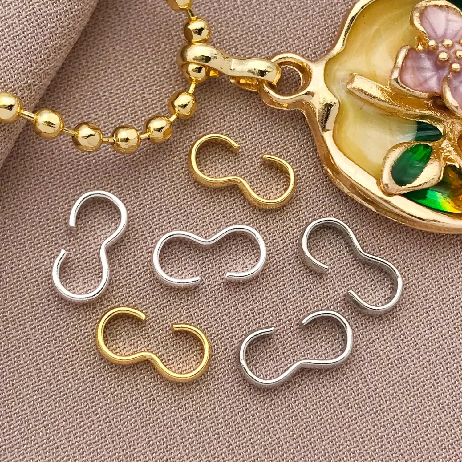 Mélanger 10/20 pièces 18K plaqué cuivre véritable doré épais argenté ouvert 3 caractères boucle, bricolage Bracelet fabrication de bijoux accessoires