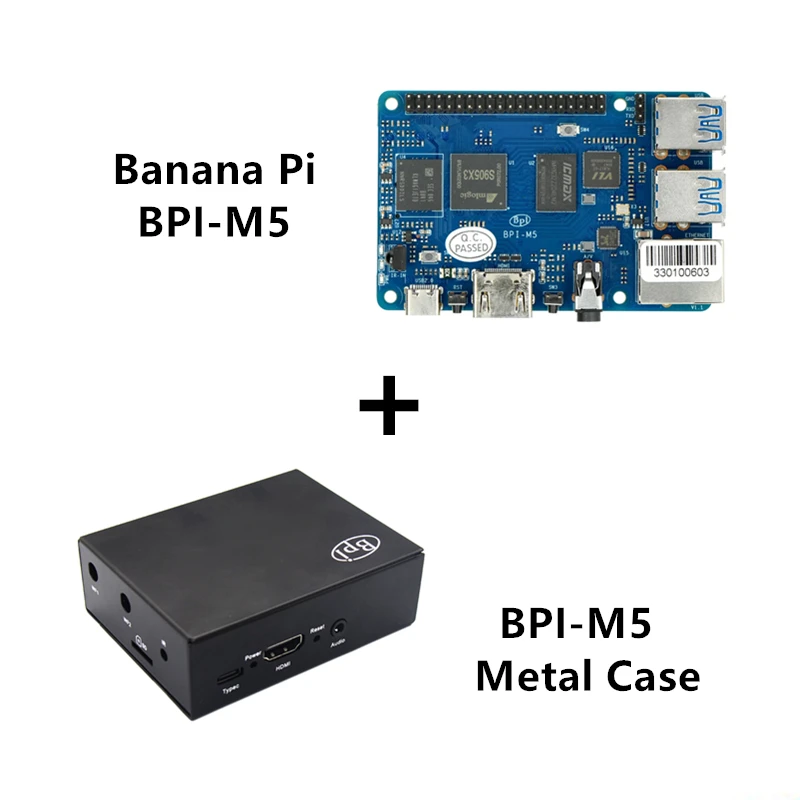 Banana Pi BPI-M5 Quad Core Single Board Computer Development Board With Black Metal Case