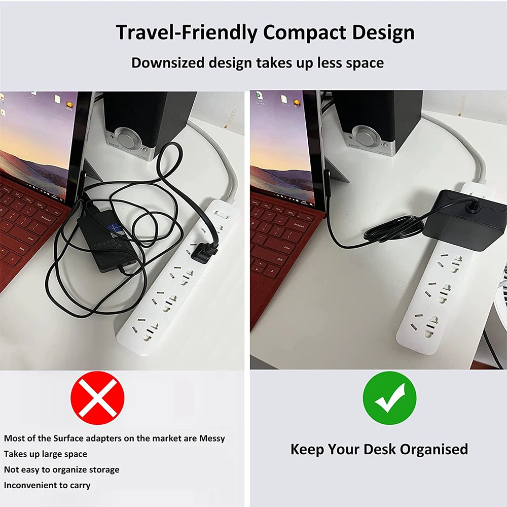 Зарядное устройство для ноутбука Microsoft Surface Pro 3 4 5 6 7 8 X, 65 Вт, 15 В, 4 а