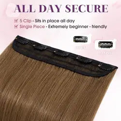 One-Piece Full Head Clip In Human Hair Extensions Light Brown Straight 1 Piece 5 Clips Remy Hair Extensions For Women 100G/Pc