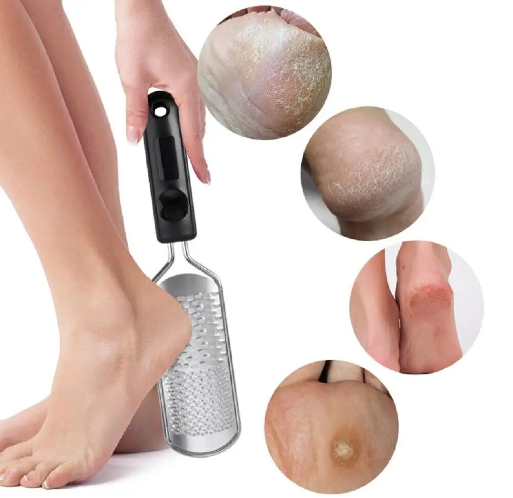 1pc Foot Rasp File Pedicure Stainless Steel Brush Scrubber Heel Callus Dead Skin Remover Exfoliating Professional Feet Care Tool