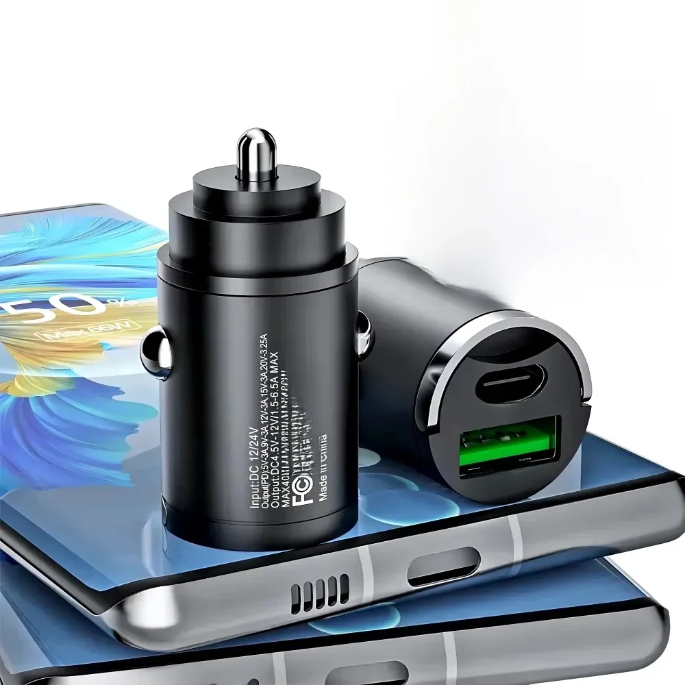 Mini 100W PD QC Pull Ring Super Schnelle Lade Auto Ladegerät USB C Auto Telefon Ladegerät Adapter Für iPhone Xiaomi Samsung Huawei