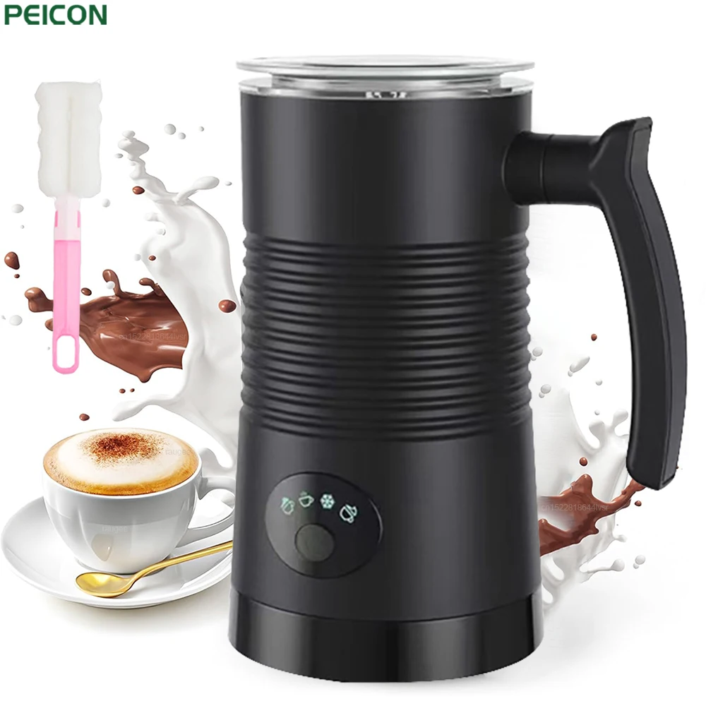 Elektryczny spieniacz do mleka, automatyczny spieniacz do mleka do cappuccino, kawy, latte, 4 w 1, elektryczny mikser do mleka na ciepło i zimno, trzepaczka. (EU Plug 220V)