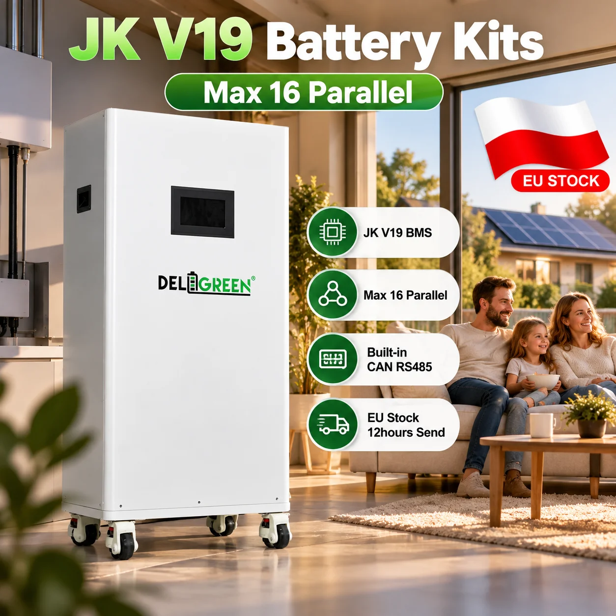 EU Stock 48V Lifepo4 Battery Box 280AH 314AH 334AH JK V19 Kit CAN RS485 DIY Rechargeable Battery Case Home Solar Storage No Tax