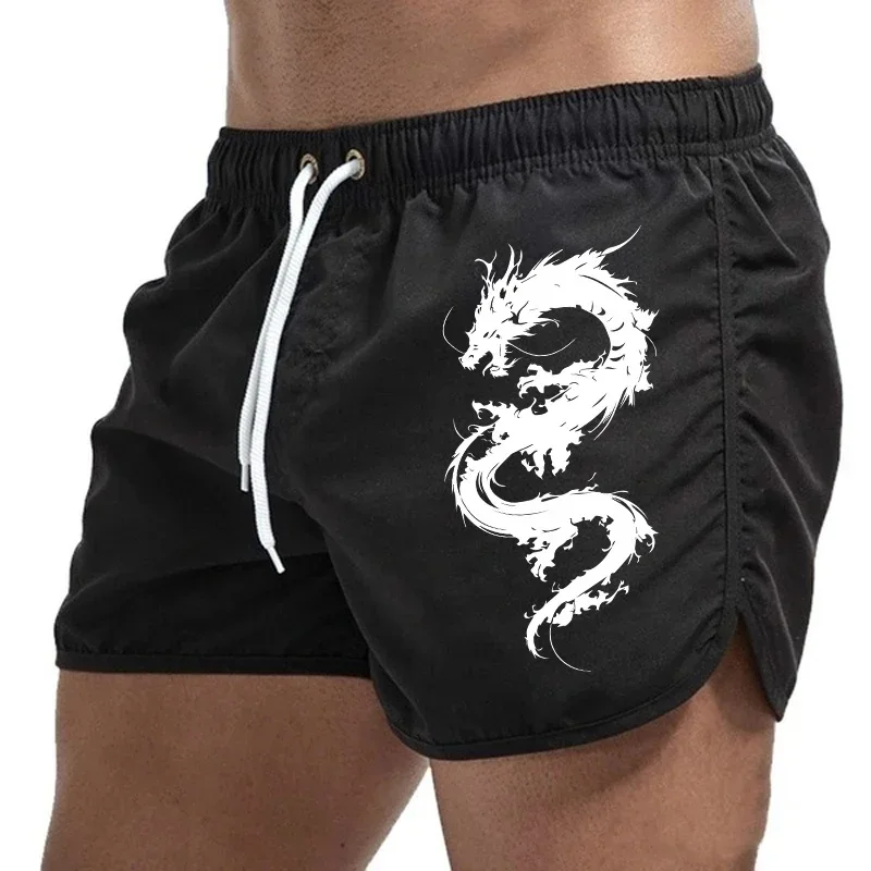 AliExpress 2025 Brand New Mens Board Shorts Chinese Dragon Design Printed Beach Shorts High Quality Male Summer Running Cycling Cool Shorts