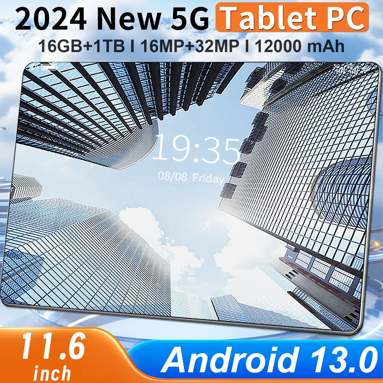 2024 5G New 11.6 inch Network Android 13.0 Tablet 16GB RAM 1TB ROM 16MP 32MP 10 Core 12000mAh tablet 4 5G Wifi Tablet