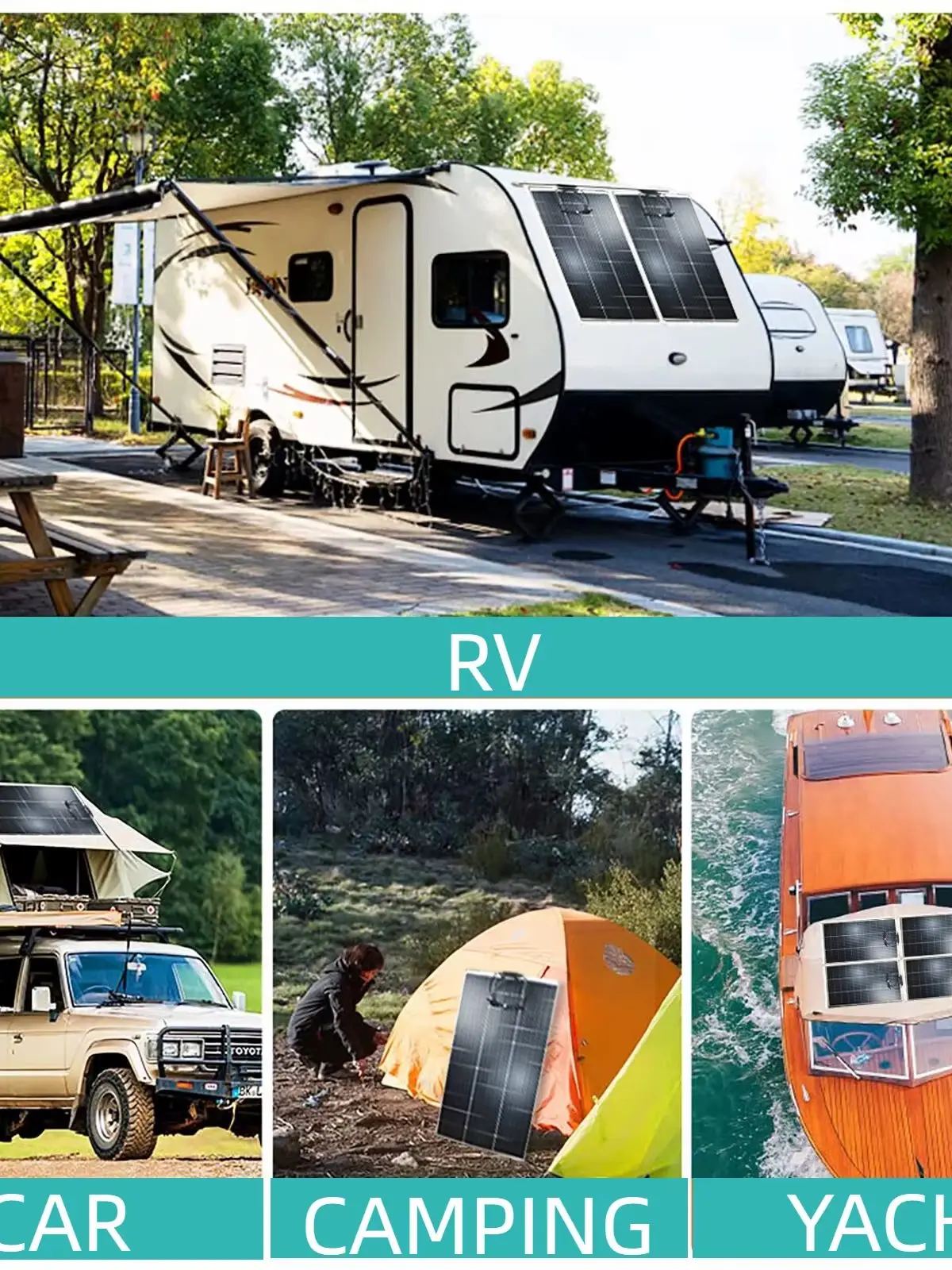 JINGYANGPV 250W(125W*2) Monokristalline Solarmodule Balkon-Kraftwerk Photovoltaik-Module Solarmodule für Wohnwagen, Camping, Boote