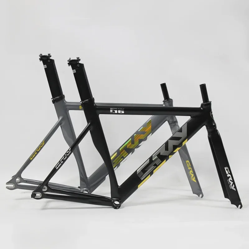 AliExpress NONE GRAY F16 Frameset,700C Aluminum Fixed Gear Frame and Fork,Track Fixie Bike 48CM 52CM Single Speed Bicycle Muscle Sensation Parts