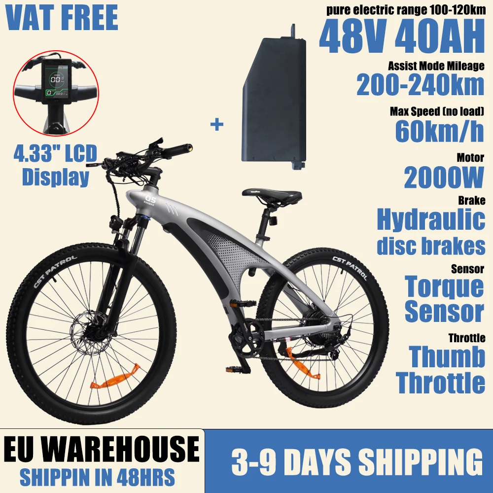 HX Q5 E-Bike 2000W Elektrofahrrad Elektro-Dirtbike Mountain E-Bikes für Erwachsene 48V20AH Elektrofahrrad 60KM/H E-Bike Elektrofahrräder