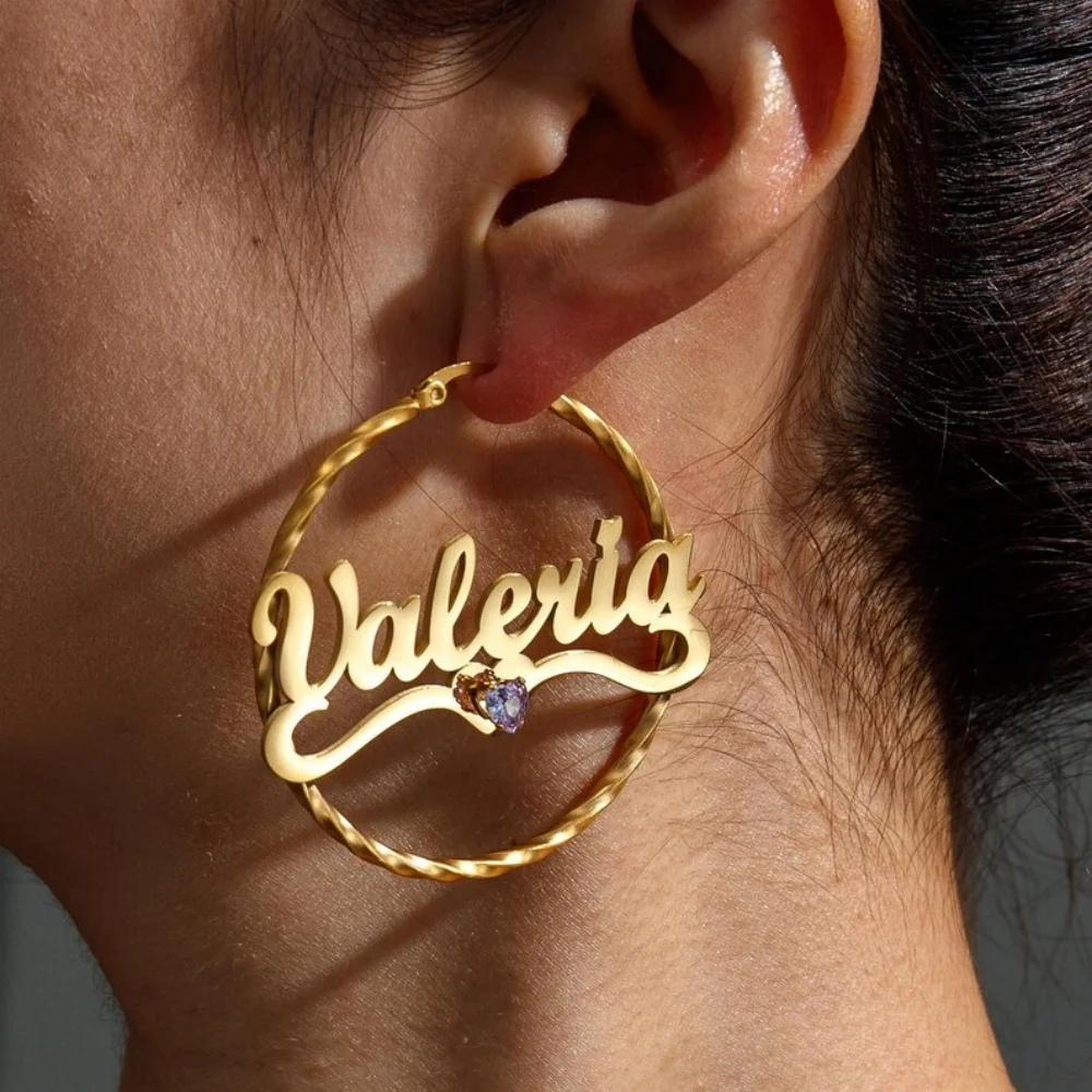 LeeChee الزركون 3 قطعة مجموعة 50 مللي متر حبل Twsit هوب اسم مخصص عقد من حجر الياقوت مع خاتم مزدوج طقم مجوهرات للمراهقين والنساء