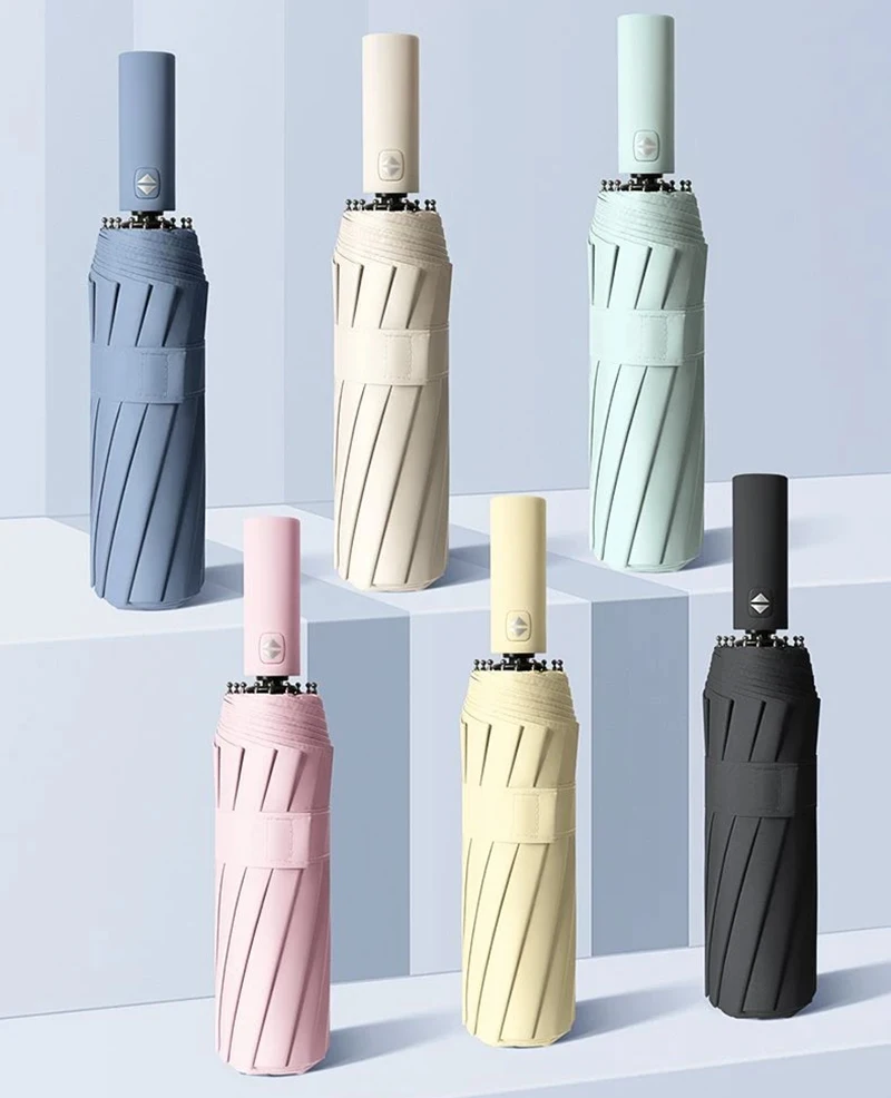 

12 ribs fully automatic folding umbrella sunny and rainy weather can effectively protect against ultraviolet rays and radiation.