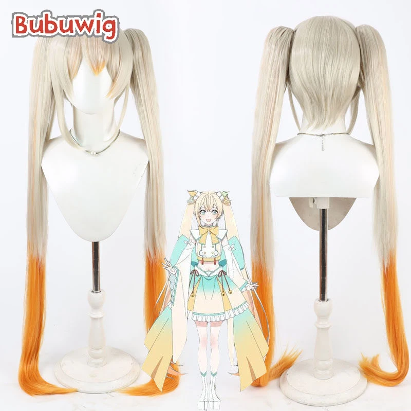 Bubuwig Synthetic Hair Kazama Iroha Cosplay Wigs Virtual YouTuber Kazama Iroha 110cm Mixed Orange Ponytail Wig Heat Resistant