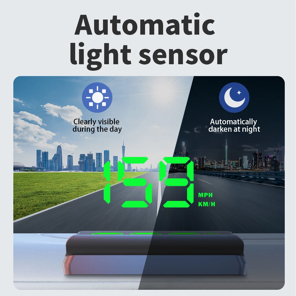 GPS Digital Speedometer HUD Head Up Display, Universal MPH/KMH Speed Display with Overspeed Alarm, USB Plug & Play Digital Speed Meter for Cars, Trucks, SUVs & Motorcycles, Auto Brightness, Driving Time & Distance Display view 4