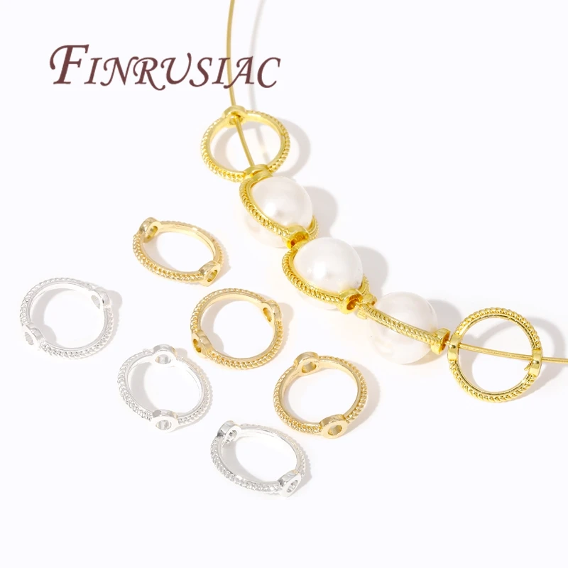 Multi Arten Messing Metall Kreis Rahmen Verbinder Spacer Perle, 14K/18K vergoldet Runde Perle Rahmen für DIY Perlen Schmuck Machen – Detail 12