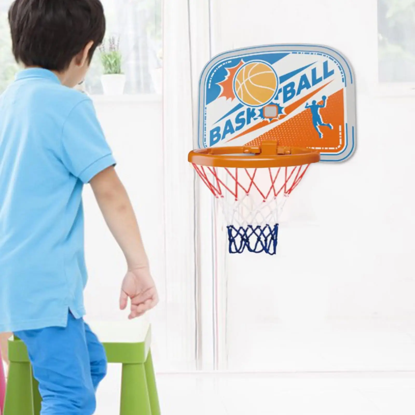 ミニバスケットボールフープおもちゃキット ボール1個付き 壁掛け式 ポータブル 面白いバスケットボール愛好家 屋内 ホーム ボーイズ ガール ドアルームゲーム用