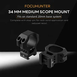 FOCUHUNTER 34mm Scope Mount adaptador 34mm Diameter Tactical Sight Ring Mount Hunting 20mm Base Sights Ring Adapter