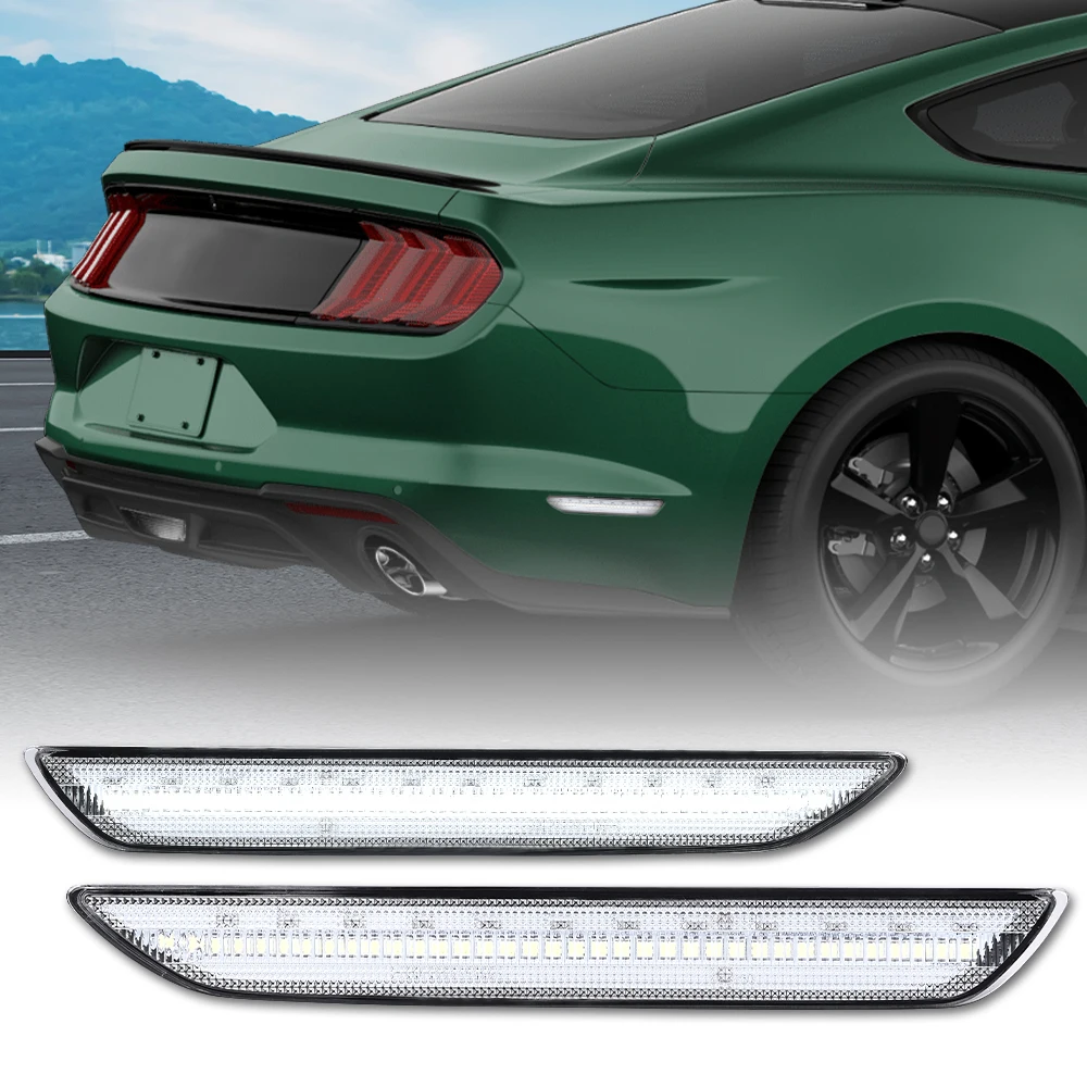 

2Pcs 12V White Led Rear Side Marker Lamp Clear Lens Reflector Light Fit for 205-2023 Mustang Chrome Housing Fr3Z-15A201-A