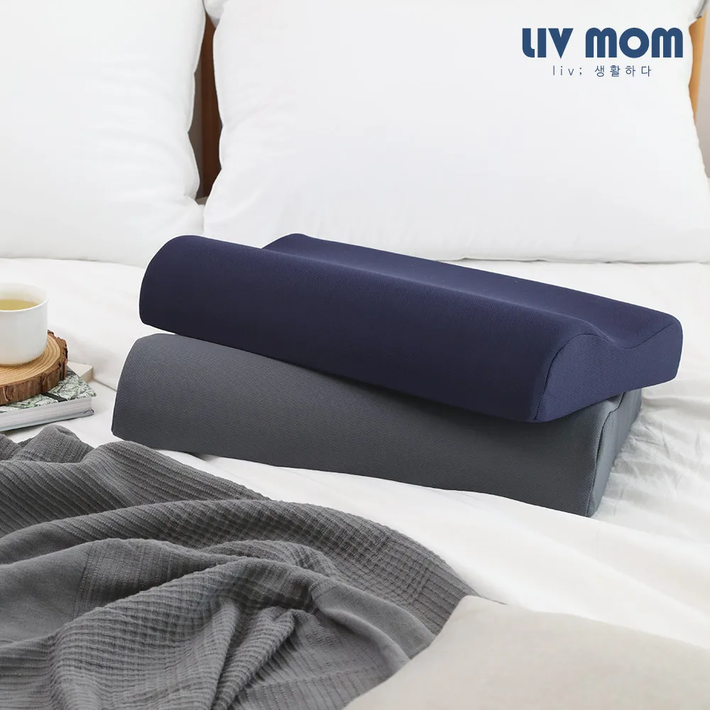 Livmom [1 + 1/2 piezas en total] Almohada de espuma viscoelástica diaria de alta densidad Livmom + 2 piezas de funda de puré/almohada de espuma viscoelástica de Corea