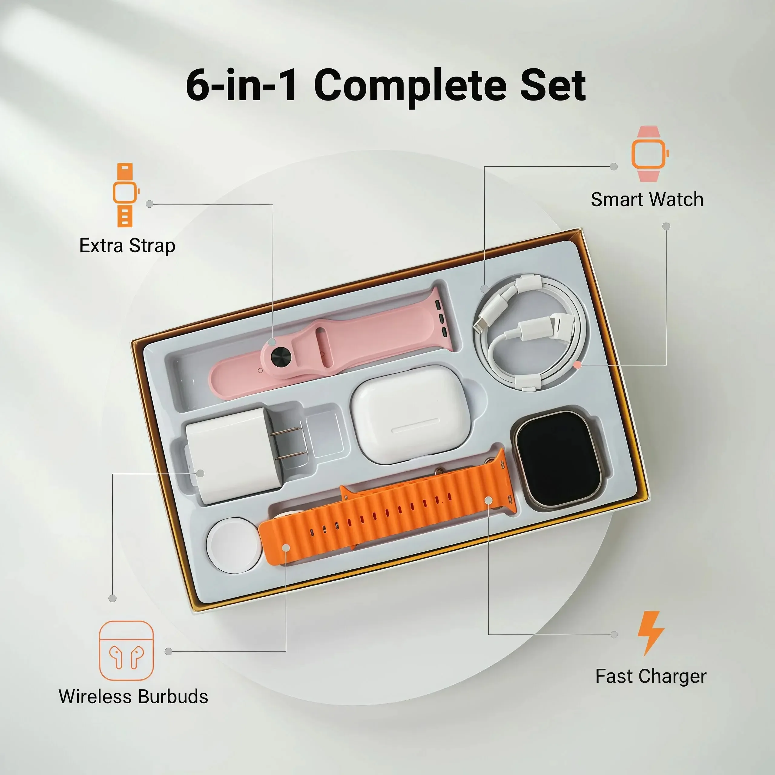 

Ultra Smart Watch Bluetooth Headphones Bundle Fitness Tracker TWS Earphones With 20W Charging Adapter Sport Wearable Kit