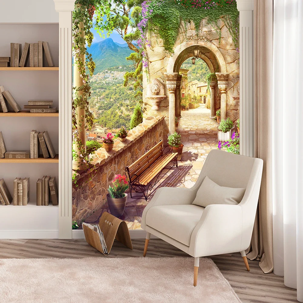 Tenture murale de paysage de couloir, tapisserie murale de plage de mer, tapis de plage, couverture florale, décoration de maison