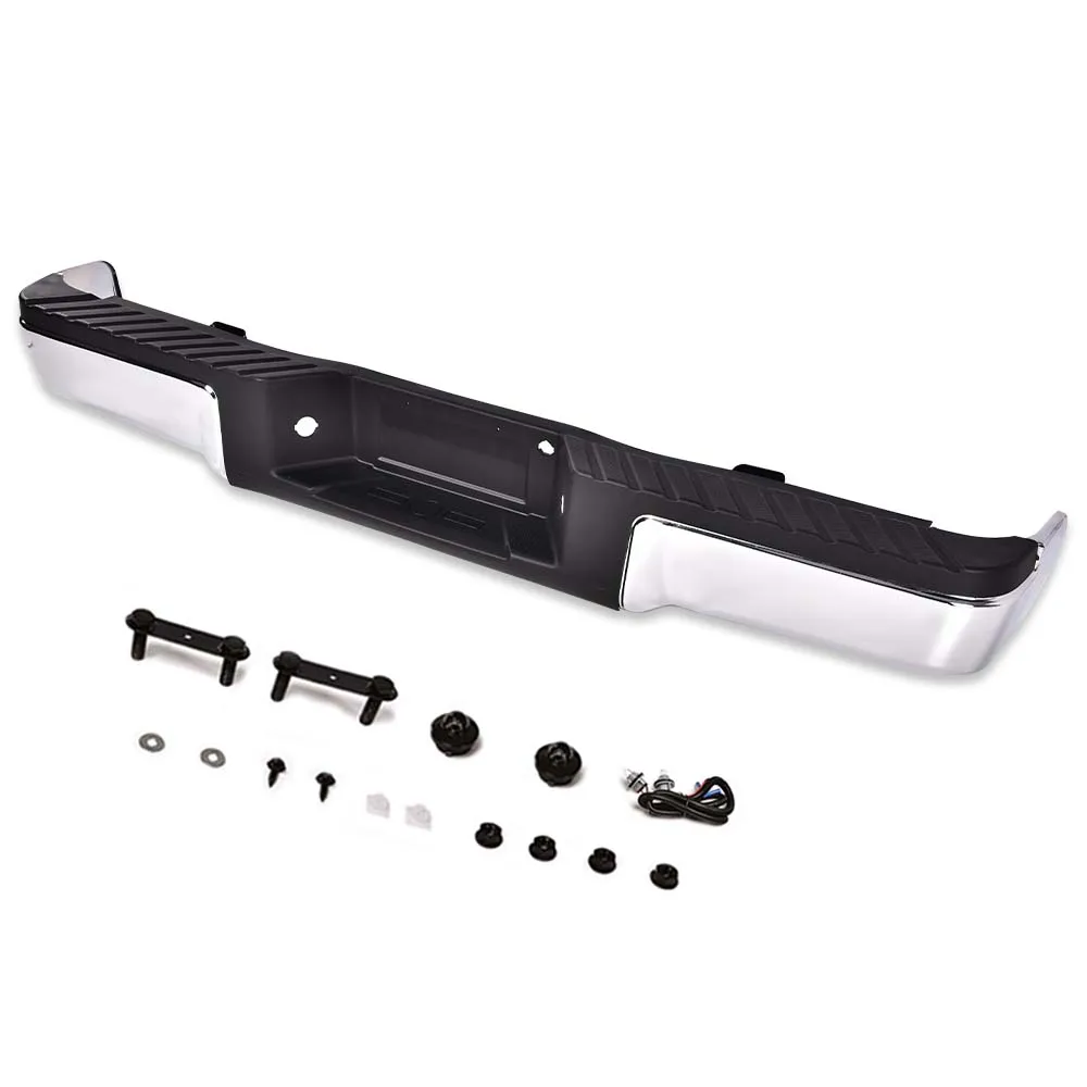 

Полный задний стальной бампер в сборе без отверстий для датчиков, подходит для Ford F150 2009-2014, 9L3Z17906A, 9L3Z17B807A, Fo1103160, хромированный