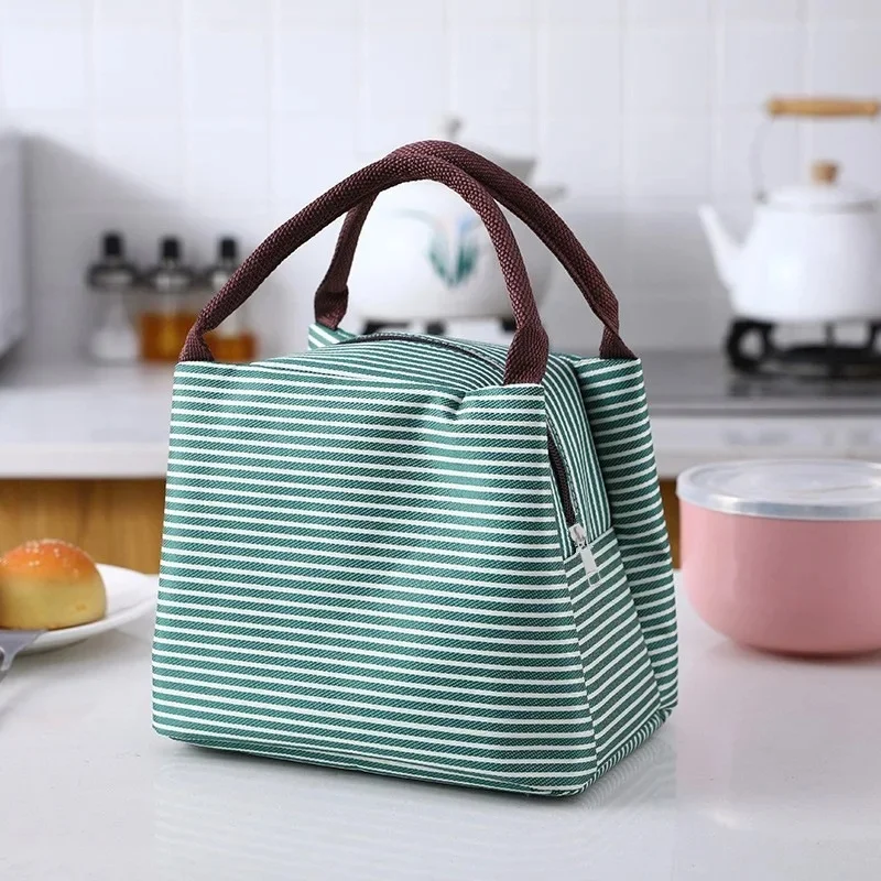 Neue Streifen Mittagessen Tasche Für Frauen Isothermische Tasche Verpackt Lebensmittel Thermische Taschen Thermo Beutel Kinder Mittagessen Tasche Kühlschrank Tasche