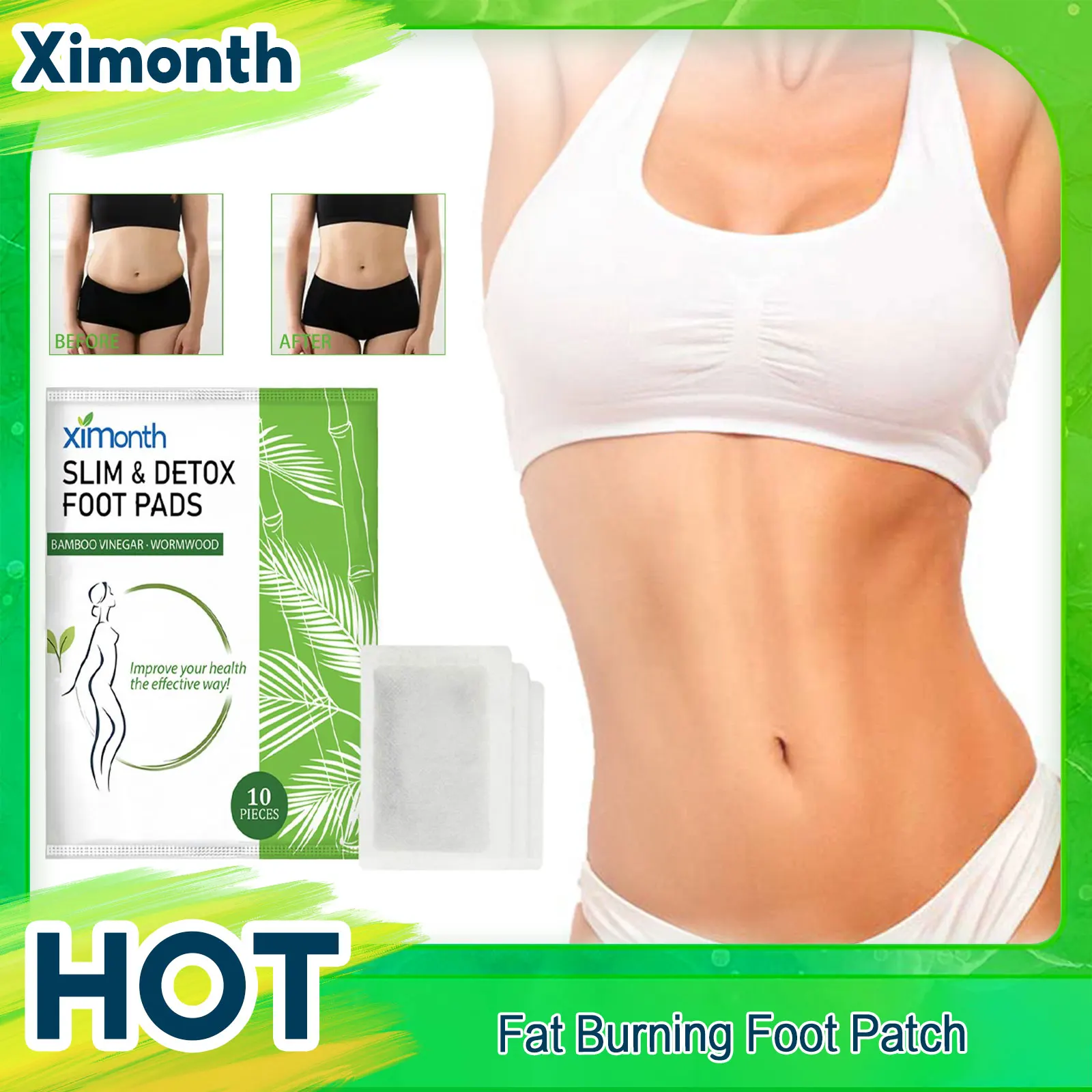 Parche para pies que quema grasa, eliminación de celulitis, alivia la fatiga de las piernas, relaja el cerebro, ayuda a dormir, Limpieza Profunda, pegatina de desintoxicación