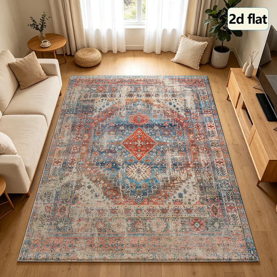 1 Piece of Vintage-Style Distressed Rug, Soft and Comfortable, Easy to Maintain, Machine Washable, Indoor Floor Mat, Suitable for Placing under a Table, Suitable for Farmhouse-Style Home Decor, Suitable for Living Room, Bedroom, Dining Room, Entryway, Home Office, Home Decor.