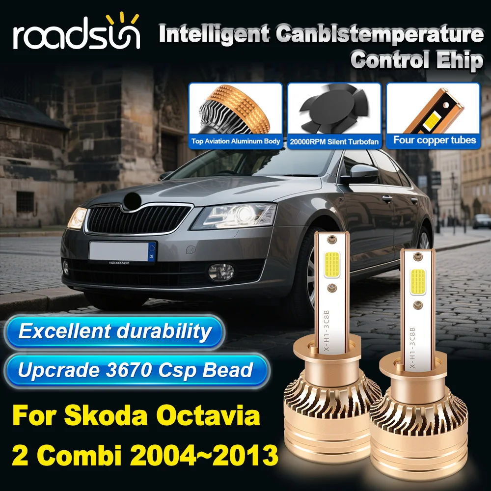 

2 шт. для Skoda Octavia 2 Combi 2004 ~ 2013 H1, высоковольтное напряжение, IP68, быстро расширяющееся нагрев, 6000K, белая светодиодная фара Plug & Play