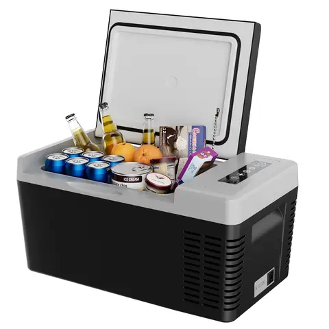 SIMZLIFE 12 Volt Refrigerator, 18QT(17L) Portable Car Refrigerator,-4℉~50℉, 12/24V DC & 110-240V AC,Electric Cooler,Black