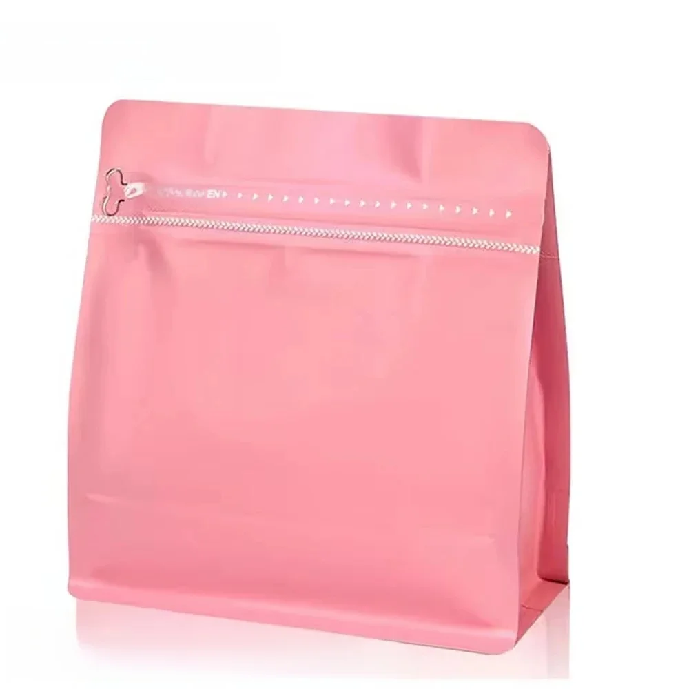 50szt Niestandardowe matowe płaskie dno Food Grade Matt Pink Coffee Cookie Spice Powder Packaging Zipper Plastic Mylar Bag With Logo — zdjęcie 2