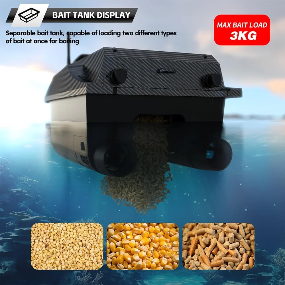 V080 Carbon Fibre GPS Remote Control Bait Boat 20000mAh 180